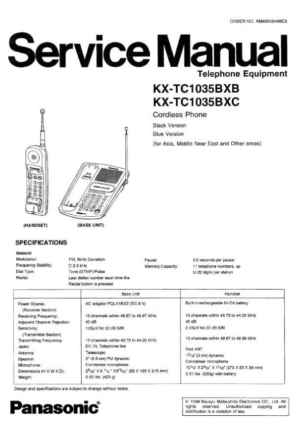KX-TC1035BXB, KX-TC1035BXC